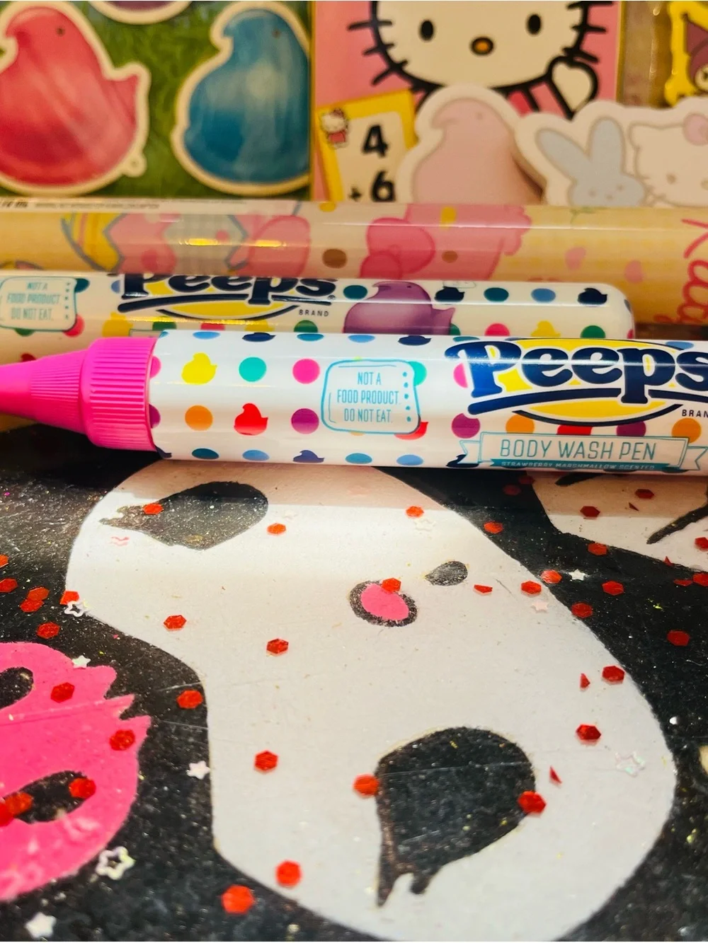 NWT Hello Kitty & Peeps Bundle Stickers Activity, Math Cards Bubbles Body Wash